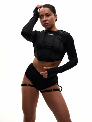 Рашгард для танців чорний crop з біфлексу
