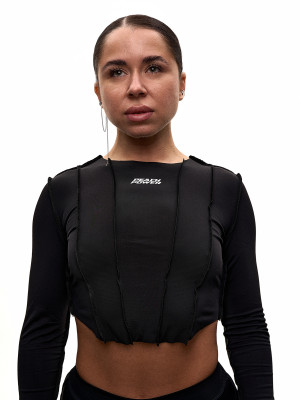 Рашгард для танців чорний crop з біфлексу