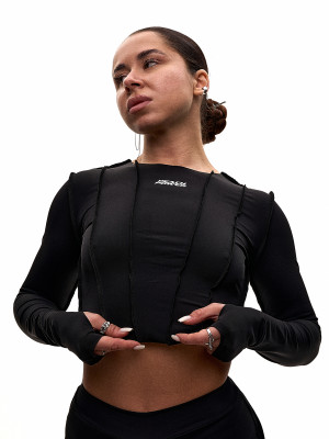 Рашгард для танців чорний crop з біфлексу