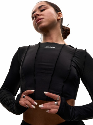 Рашгард для танців чорний crop з біфлексу