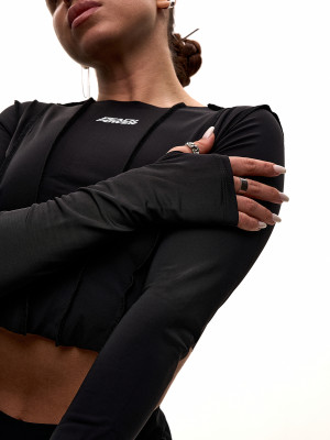 Рашгард для танців чорний crop з біфлексу