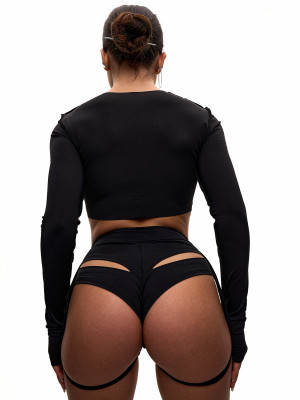 Рашгард для танців чорний crop з біфлексу