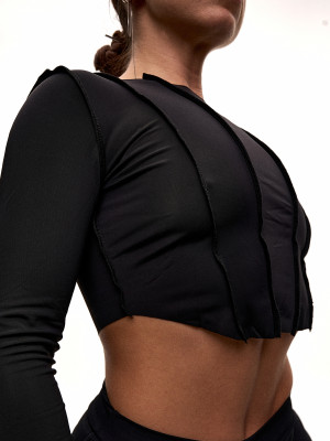 Рашгард для танців чорний crop з біфлексу