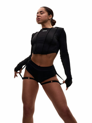 Рашгард для танців чорний crop з біфлексу
