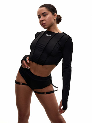 Рашгард для танців чорний crop з біфлексу