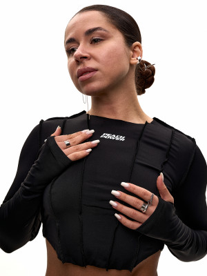 Рашгард для танців чорний crop з біфлексу