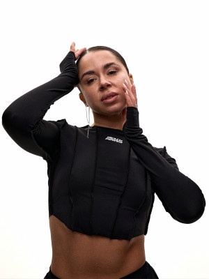 Рашгард для танців чорний crop з біфлексу