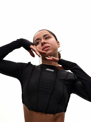 Рашгард для танців чорний crop з біфлексу