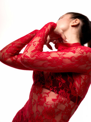 Червоний комбінезон для танців Peach Power