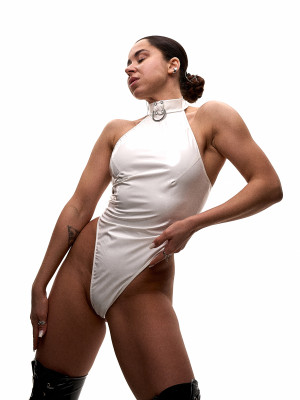 Біле латексне боді Choker для танців