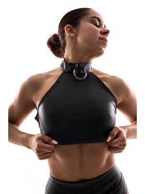 Чорний шкіряний топ Choker для танців