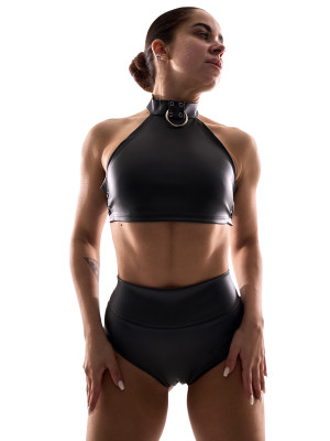Чорний шкіряний топ Choker для танців