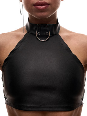 Чорний шкіряний топ Choker для танців