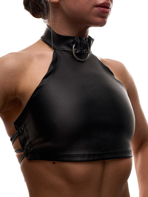 Чорний шкіряний топ Choker для танців