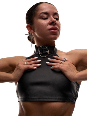 Чорний шкіряний топ Choker для танців