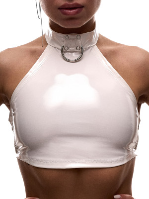Білий латексний топ Choker для танців