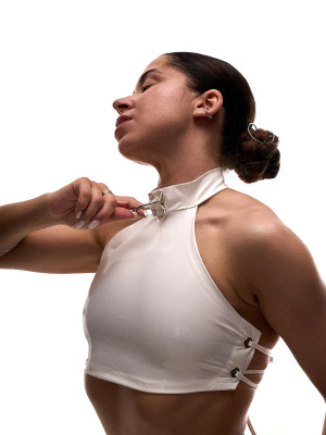 Білий латексний топ Choker для танців