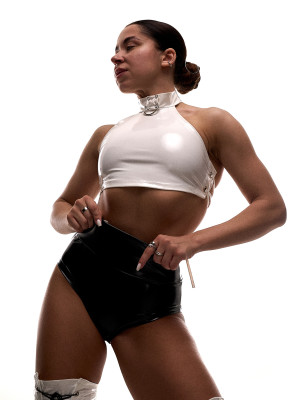 Білий латексний топ Choker для танців