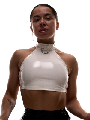 Білий латексний топ Choker для танців