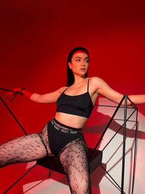 Чорний базовий топ для танців та спорту